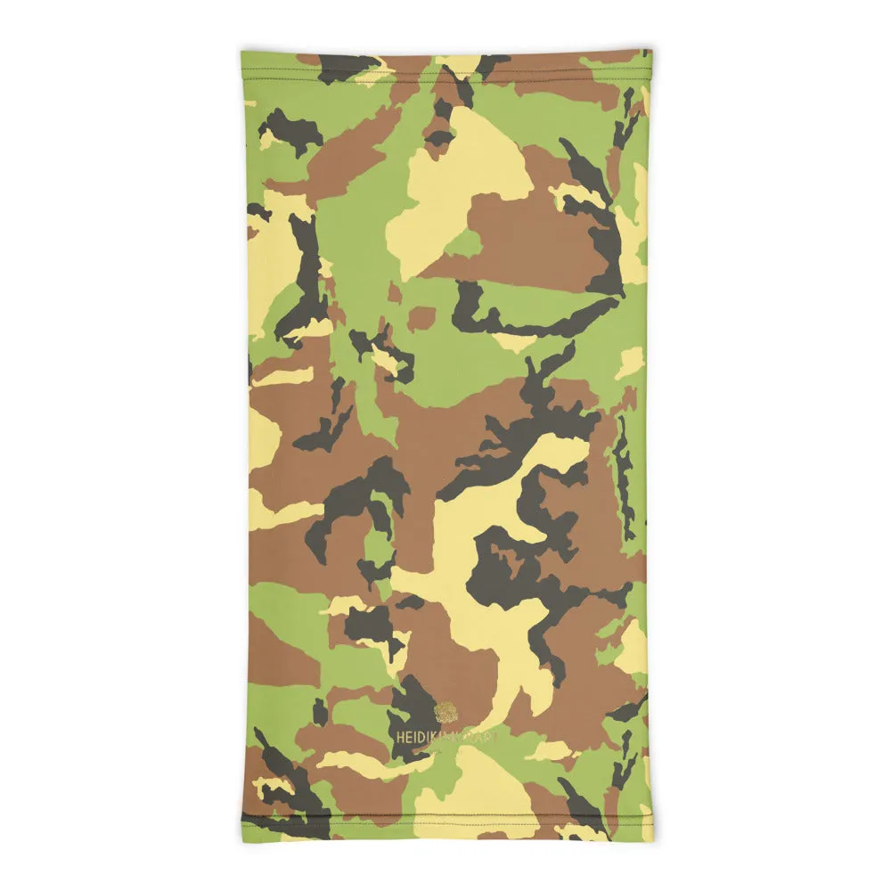 Green Camo Face Mask Shield, Reusable Washable Headband Bandana-Made in USA/EU