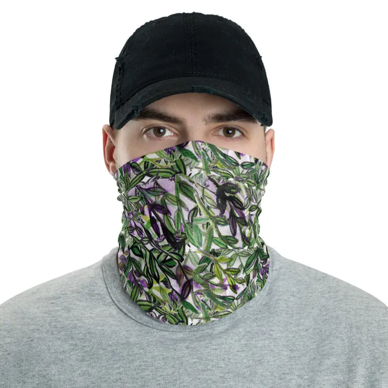 Green Tropical Leaf Face Masks, Mouth Neck Coverings Bandana Scarf -Made in USA/EU