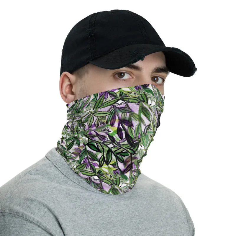 Green Tropical Leaf Face Masks, Mouth Neck Coverings Bandana Scarf -Made in USA/EU