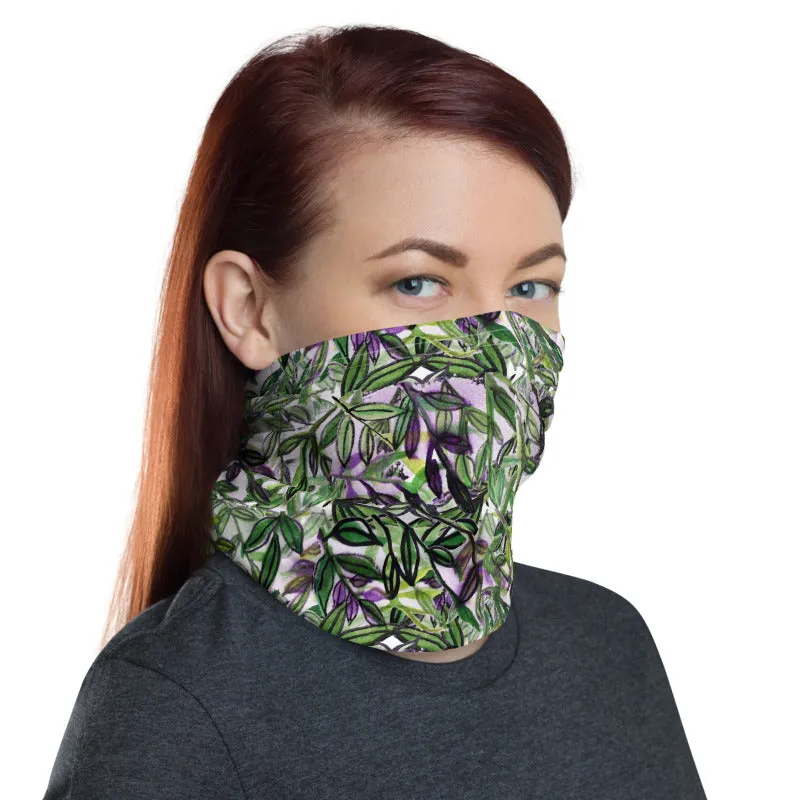 Green Tropical Leaf Face Masks, Mouth Neck Coverings Bandana Scarf -Made in USA/EU