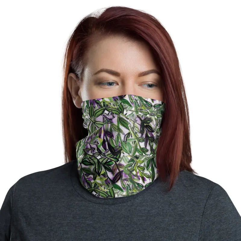 Green Tropical Leaf Face Masks, Mouth Neck Coverings Bandana Scarf -Made in USA/EU