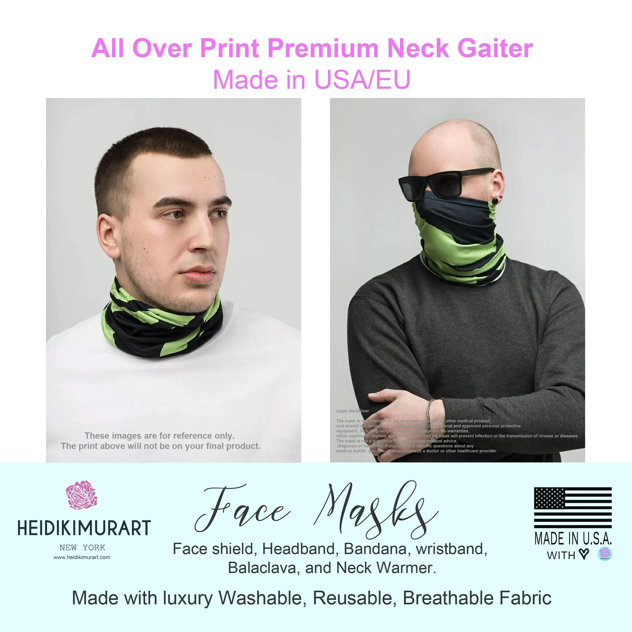 Green Tropical Print Neck Gaiter, Leaf Washable Reusable Face Shield Covering Mask-Made in USA/EU