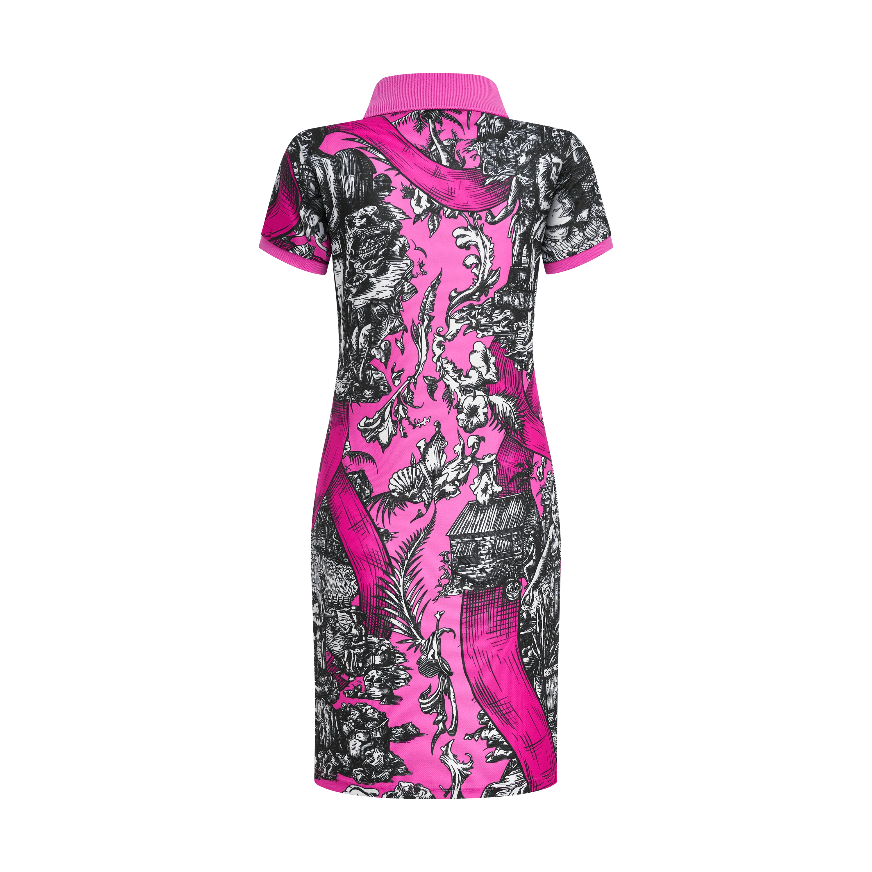 HERITAGE BREAST CANCER AWARENESS POLO DRESS-PINK & BLACK