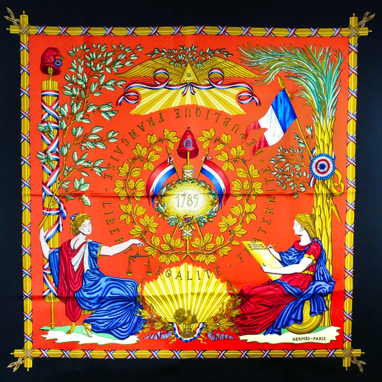 Hermes Silk Scarf Republique Francaise Liberte Egalite Fraternite - 1789 UNWORN