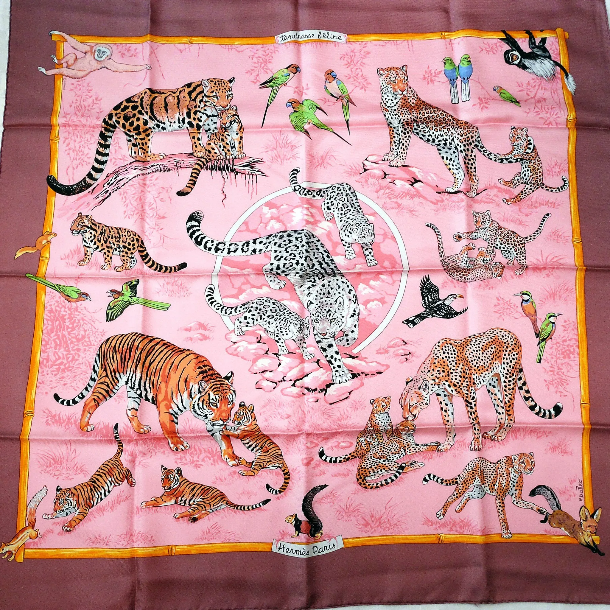 Hermes Silk Twill Scarf Tendresse Feline NIB