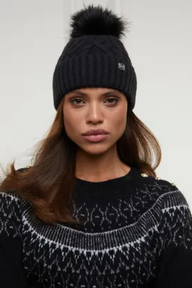 Holland Cooper Windsor Bobble Hat in Dark Grey Marl