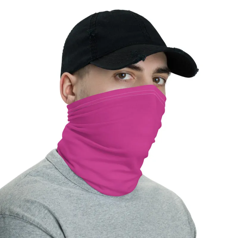 Hot Pink Washable Face Mask Shield, Reusable Neck Warmer Bandana, Headband-Made in USA/EU