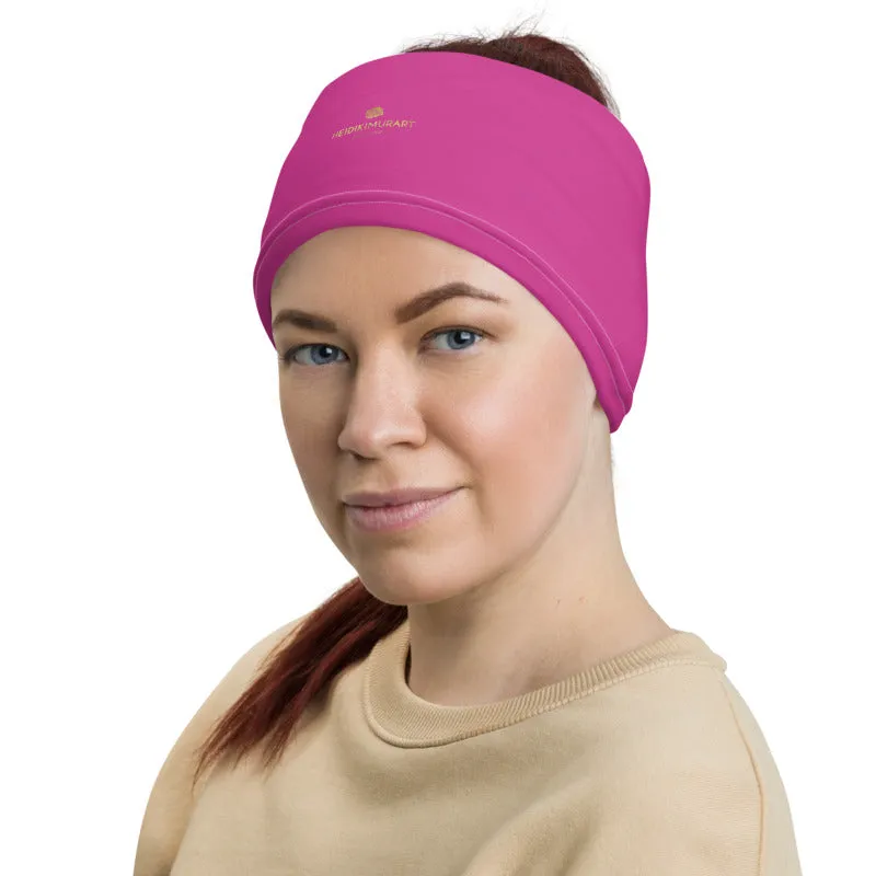 Hot Pink Washable Face Mask Shield, Reusable Neck Warmer Bandana, Headband-Made in USA/EU