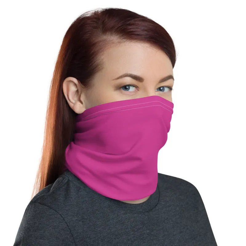 Hot Pink Washable Face Mask Shield, Reusable Neck Warmer Bandana, Headband-Made in USA/EU