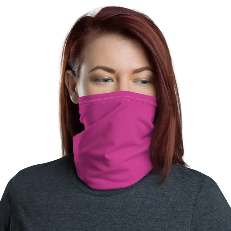 Hot Pink Washable Face Mask Shield, Reusable Neck Warmer Bandana, Headband-Made in USA/EU