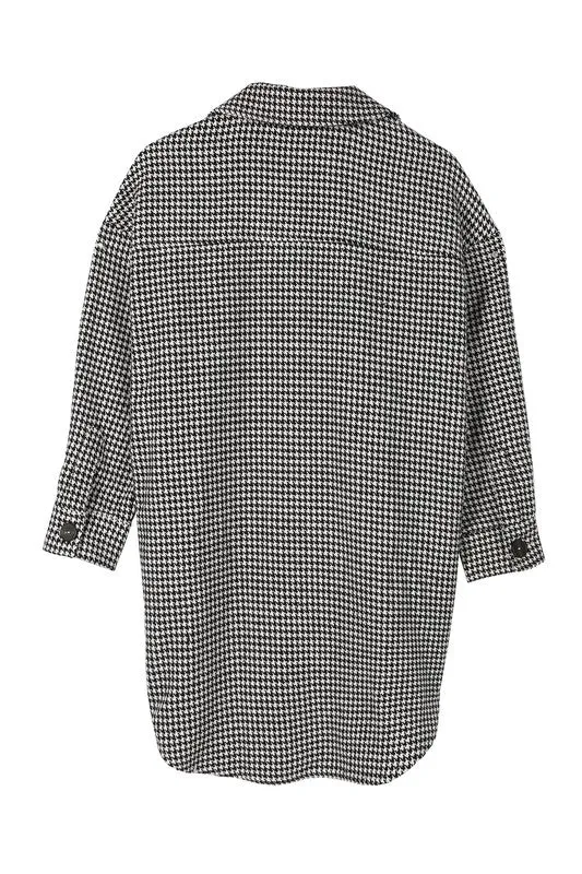 Houndstooth long shacket