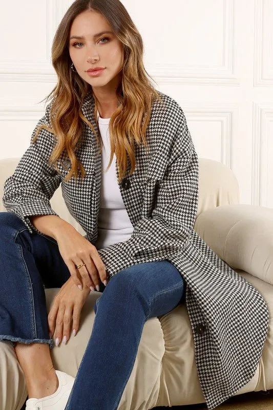 Houndstooth long shacket