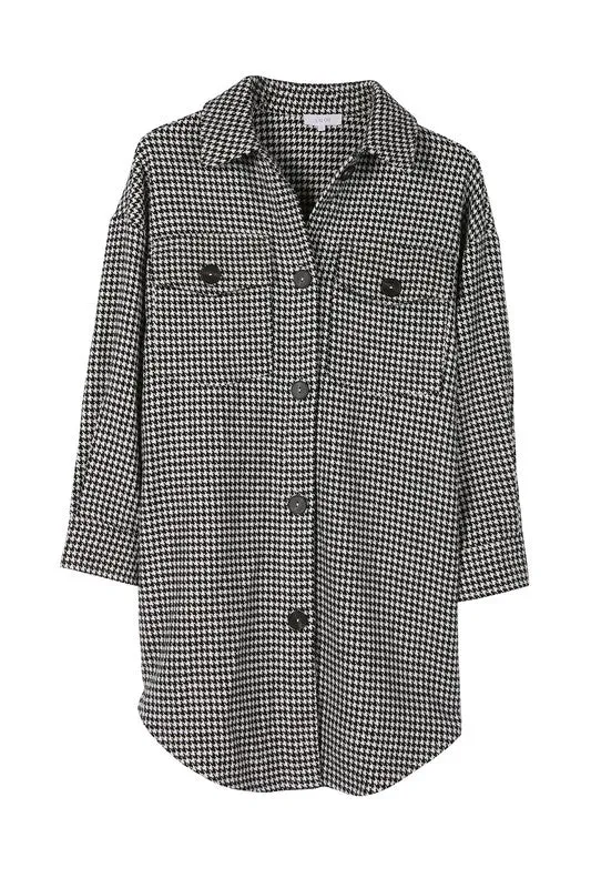 Houndstooth long shacket