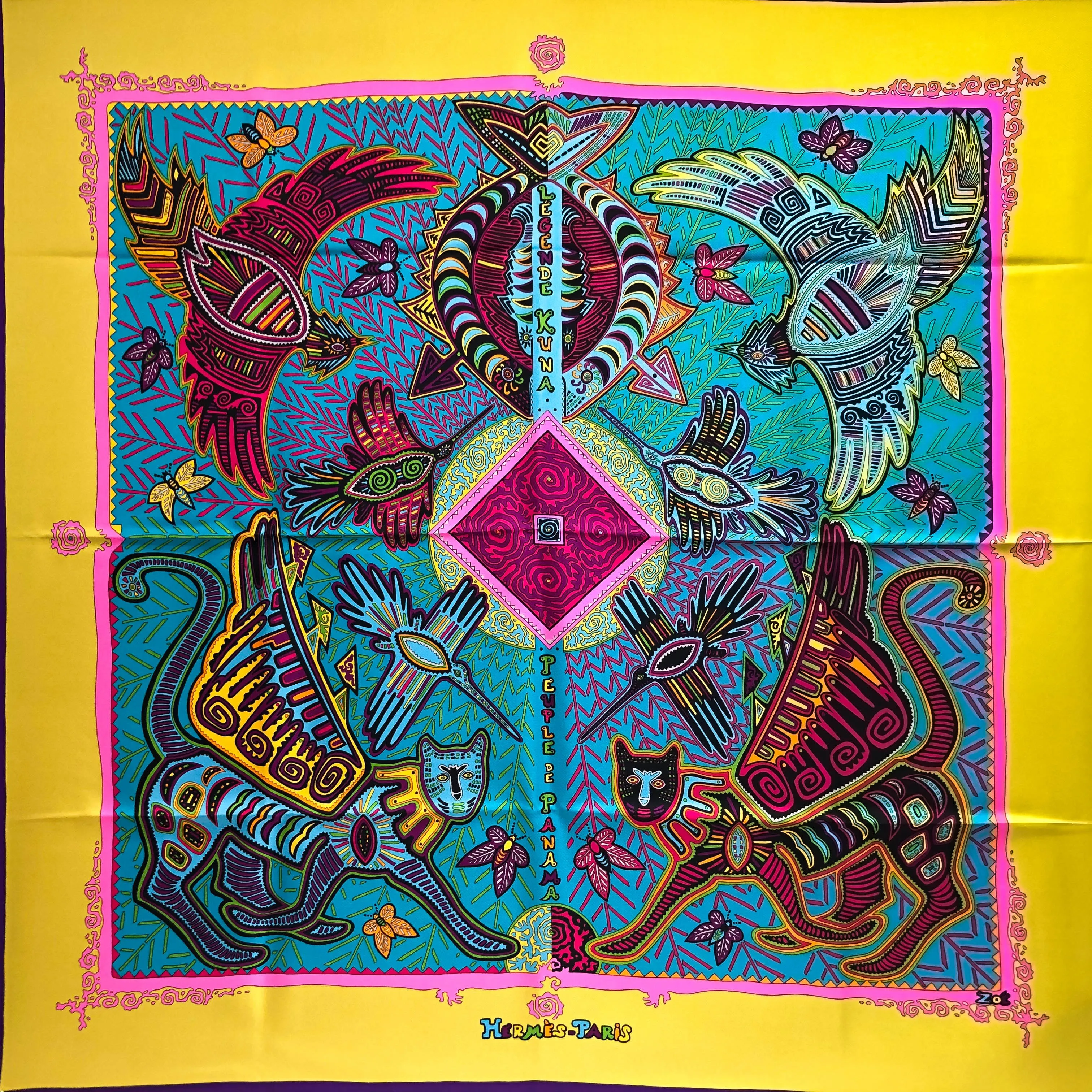 Legende Kuna Peuple de Panama Hermes Scarf by Pauwels 90 cm Silk