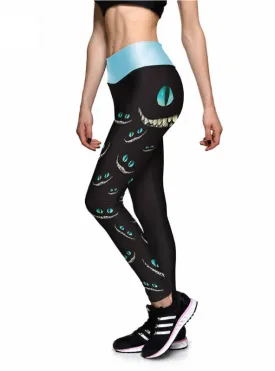 Leggings Green-eyed smiley Face 3D Print