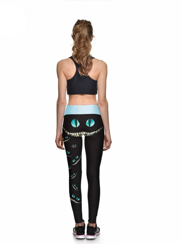 Leggings Green-eyed smiley Face 3D Print