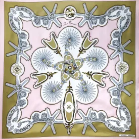 Les Eperons Hermes Scarf by Francoise de la Perriere 90 cm Silk Twill Early Issue Pink