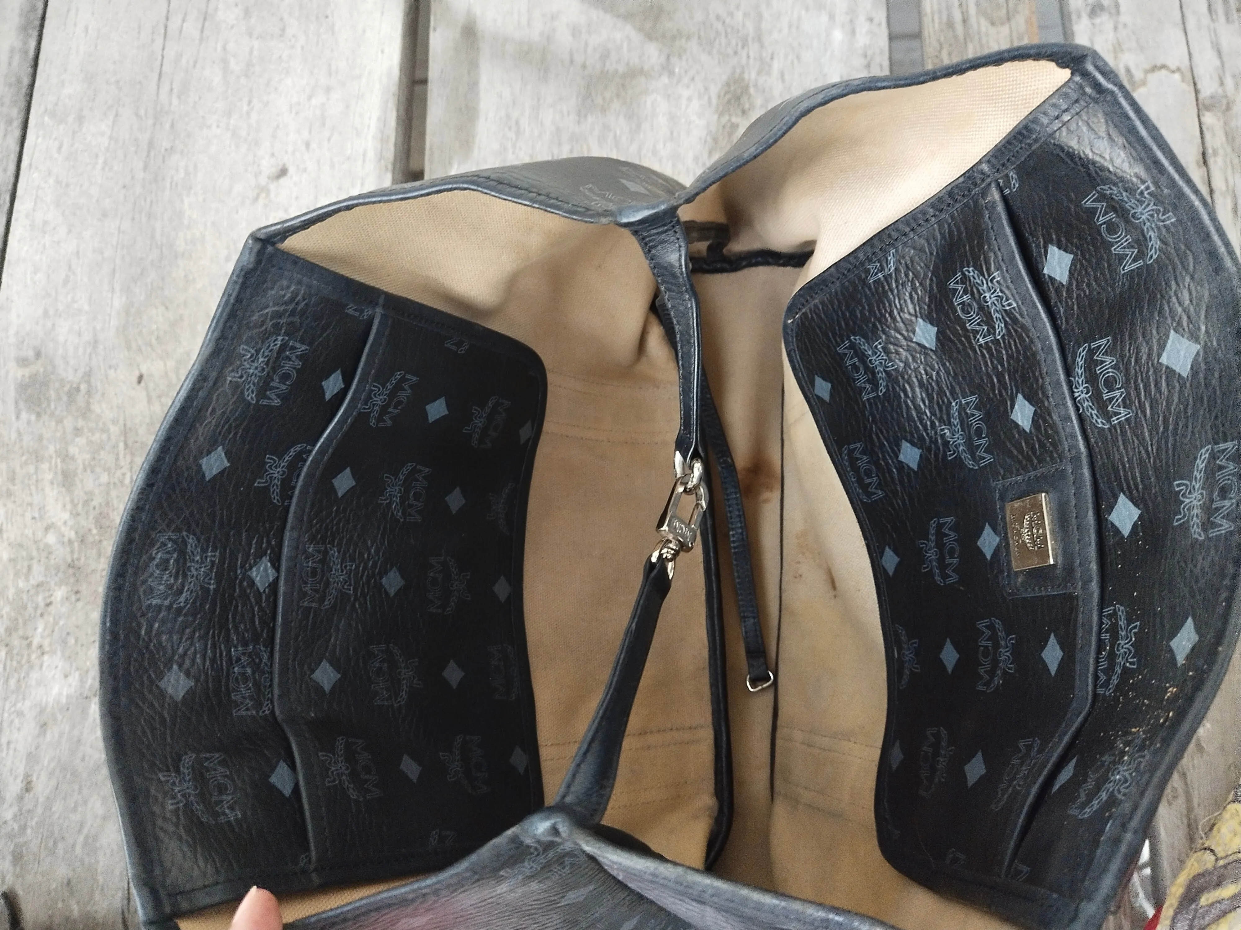 MCM Visetos black big size shopper tote