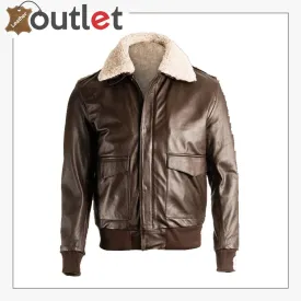 Men Brown Pilot Bomber Jacket