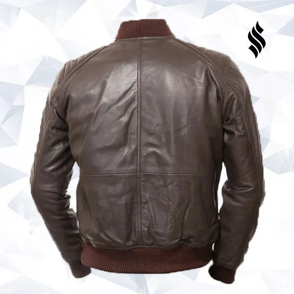 Men Dark Brown Bomber Jacket