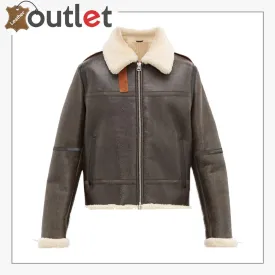 Men Dark Brown Shearling Jacket