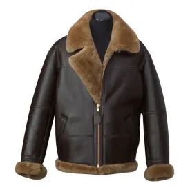 Men's Brown RAF B3 Faux Shearling Aviator Jacket