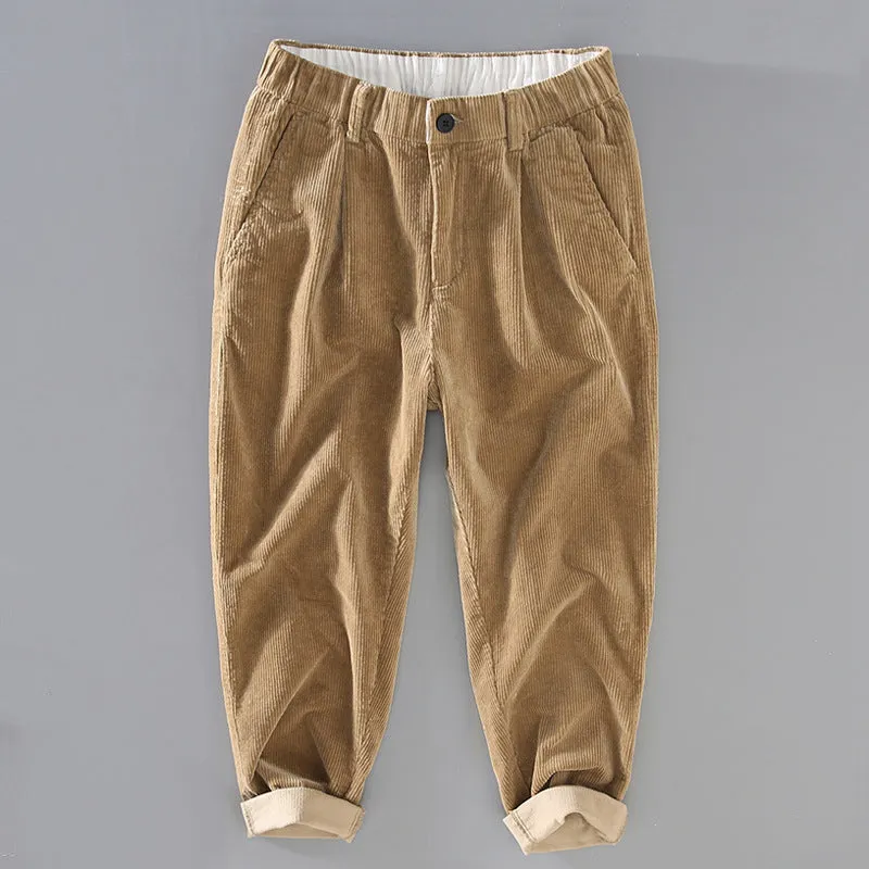 Mens Corduroy Pants Autumn and Winter Loose Casual Pants Men's Basic Style Thickened Ankle-Length Pants Men's