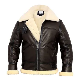 Men's Real Faux Shearling Aviator Leather Jacket