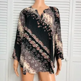 *NEW* MAURICES Black Floral V-Neck Blouse Size XXL