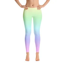 Pastel Rainbow Leggings, Tie Dye Leggings, Pastel Yoga Pants, Kawaii Goth Pink Purple, Printed Ombre Colorful Workout Leggings for Women