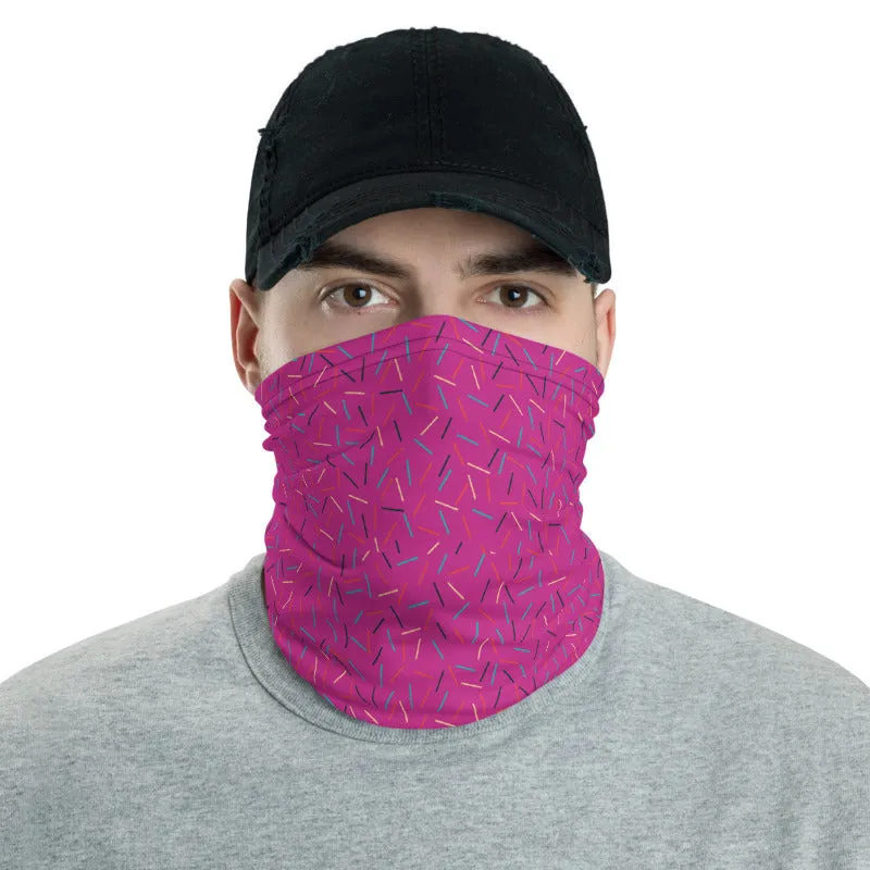 Pink Birthday Face Mask, Face Shield Headband Bandana Neck Warmer-Made in USA/EU