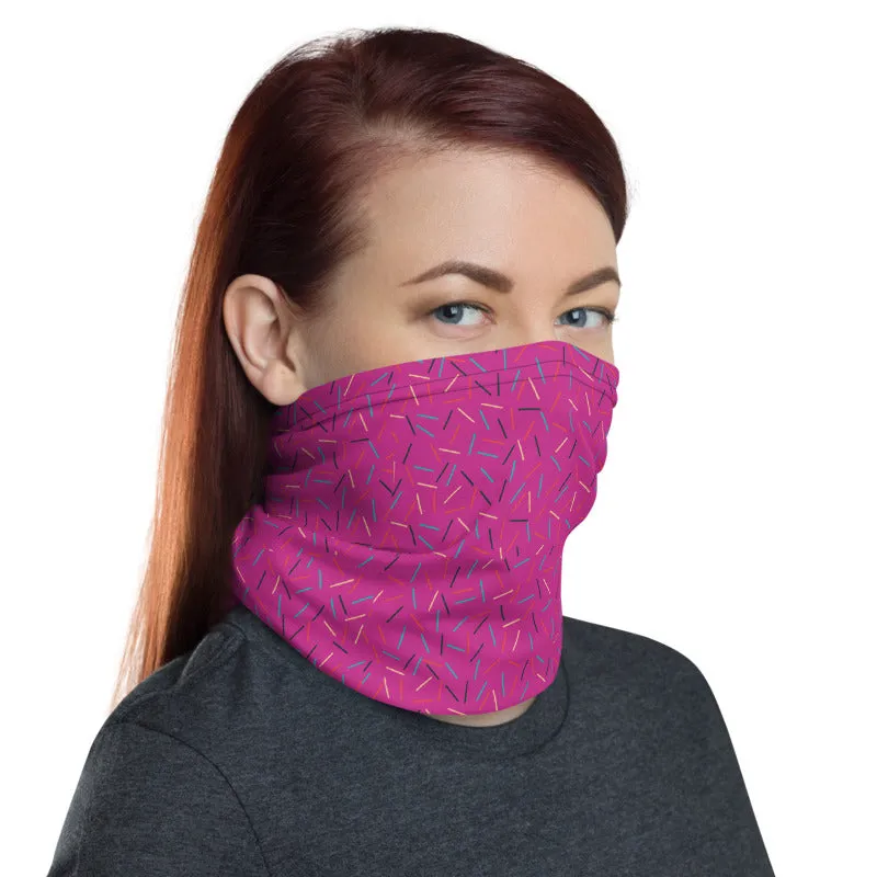 Pink Birthday Face Mask, Face Shield Headband Bandana Neck Warmer-Made in USA/EU