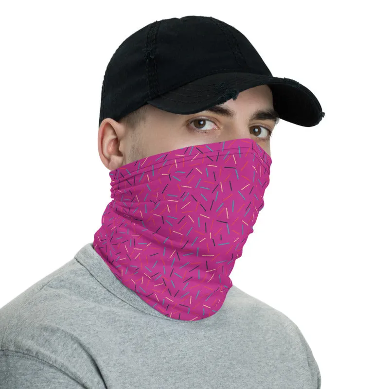 Pink Birthday Face Mask, Face Shield Headband Bandana Neck Warmer-Made in USA/EU