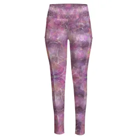 Pink Circles High Waist Leggings With Side Pockets up to 6 XL