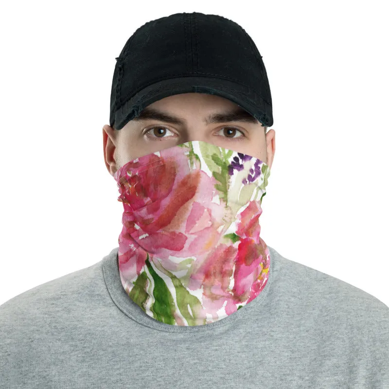 Pink Rose Face Mask, Face Cover Shield, Reusable Washable Bandana-Made in USA/EU