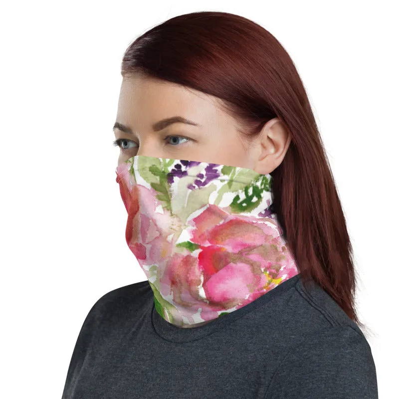 Pink Rose Face Mask, Face Cover Shield, Reusable Washable Bandana-Made in USA/EU