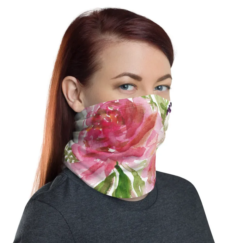 Pink Rose Face Mask, Face Cover Shield, Reusable Washable Bandana-Made in USA/EU