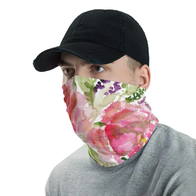 Pink Rose Face Mask, Face Cover Shield, Reusable Washable Bandana-Made in USA/EU