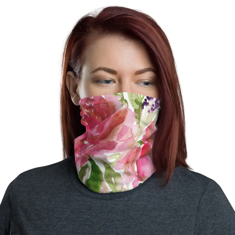 Pink Rose Face Mask, Face Cover Shield, Reusable Washable Bandana-Made in USA/EU