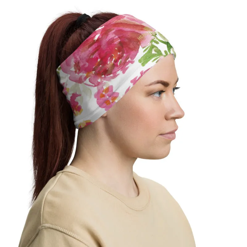 Pink Rose Face Mask, Face Cover Shield, Reusable Washable Bandana-Made in USA/EU