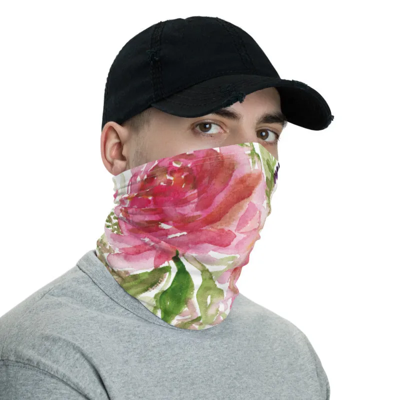 Pink Rose Face Mask, Face Cover Shield, Reusable Washable Bandana-Made in USA/EU