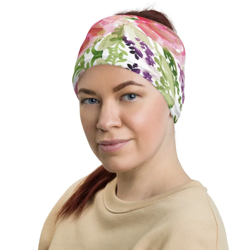 Pink Rose Face Mask, Face Cover Shield, Reusable Washable Bandana-Made in USA/EU