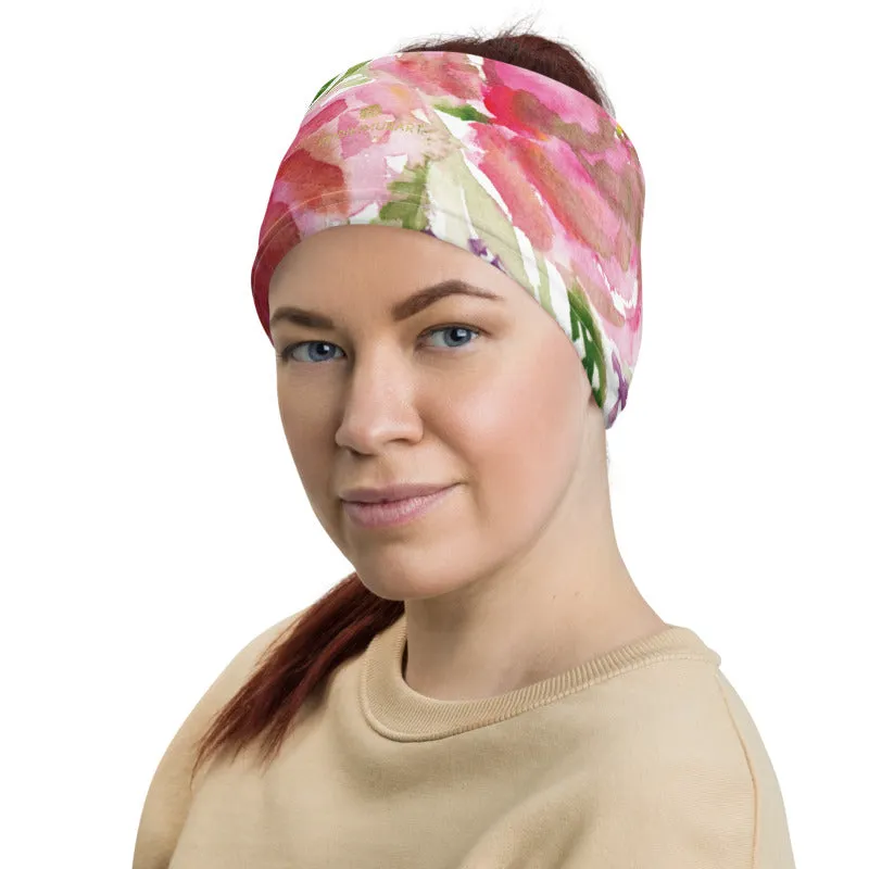 Pink Rose Face Mask, Face Cover Shield, Reusable Washable Bandana-Made in USA/EU