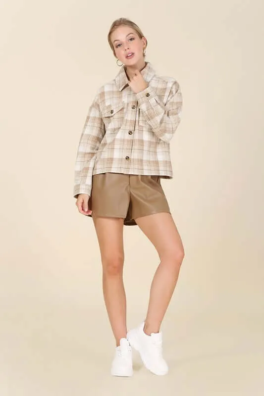 Plaid short Shacket with Pockets