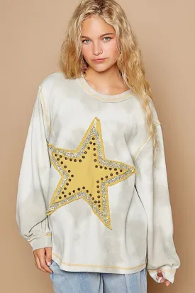 POL Washed Star Patch With Studded Top