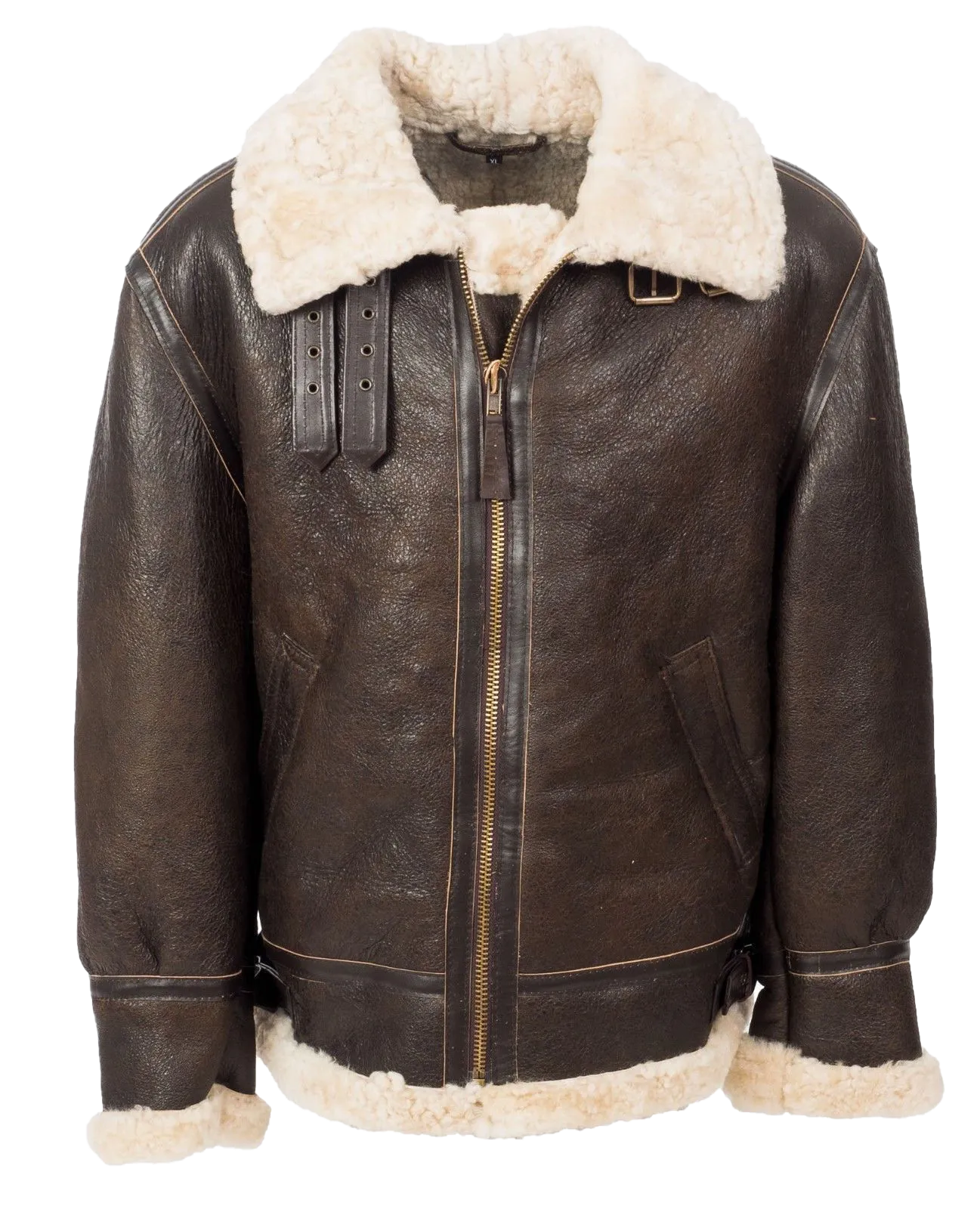 Premium RAF Pilot Genuine Shearling Brown Leather Jacket | Men's Bomber Jacket