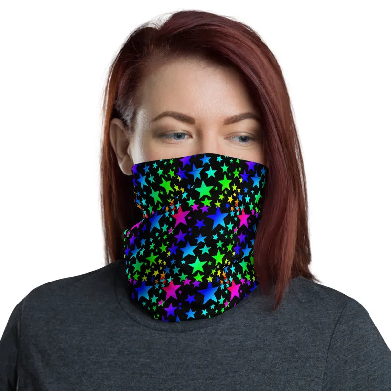 Rainbow Stars Face Mask, Rainbow Print Best Face Cover Shield, Reusable Washable Bandana-Made in USA/EU