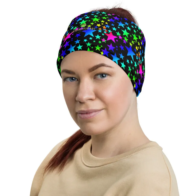 Rainbow Stars Face Mask, Rainbow Print Best Face Cover Shield, Reusable Washable Bandana-Made in USA/EU