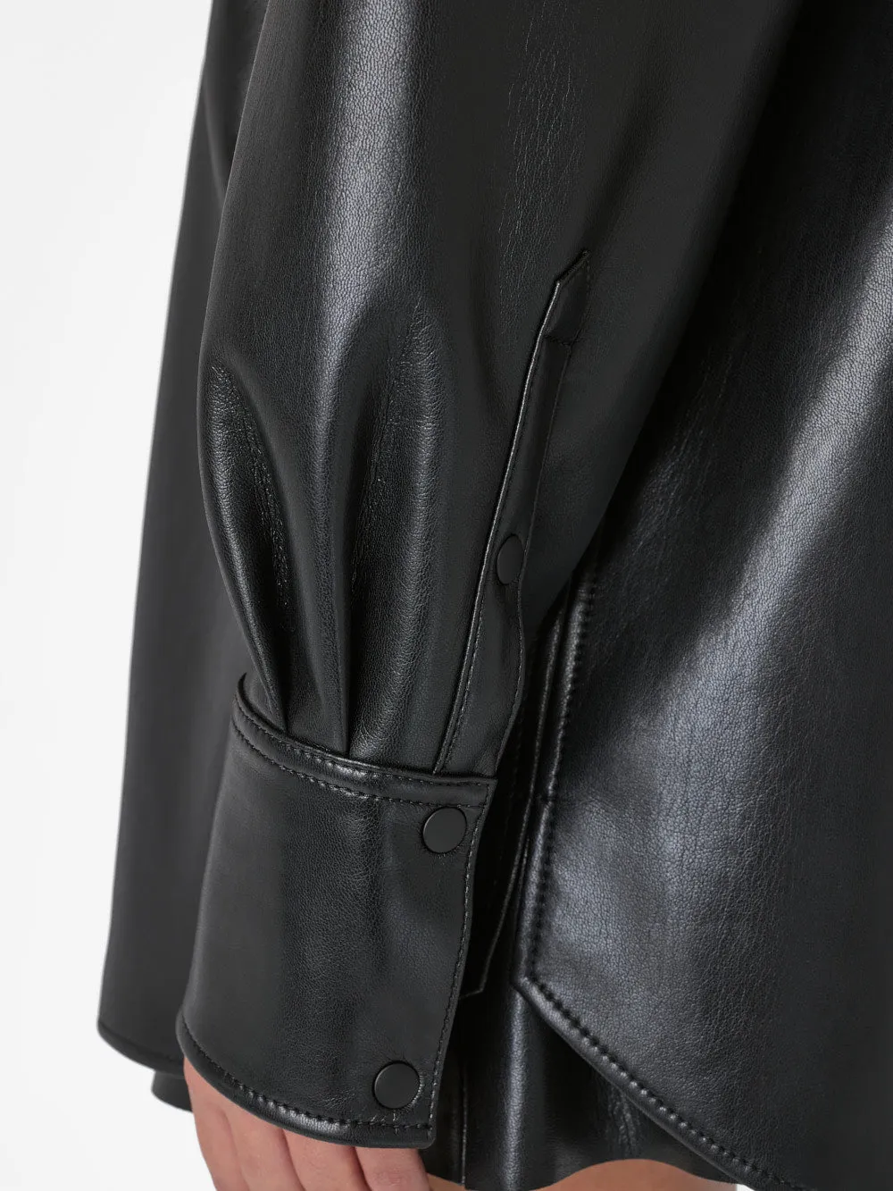 Recycled Leather Shirt Jacket -- Noir