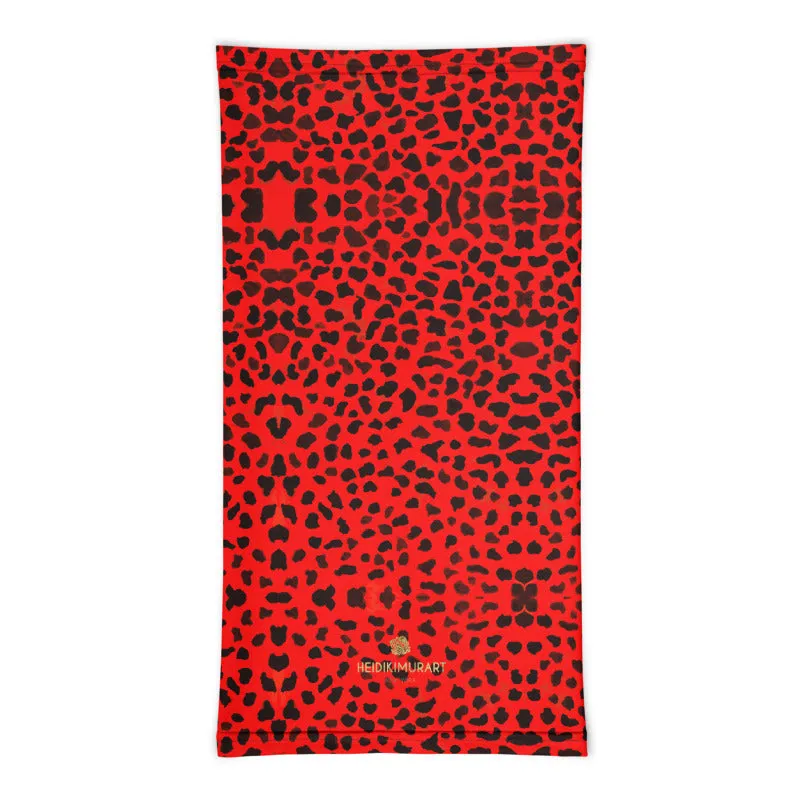 Red Cheetah Neck Gaiter, Animal Print Washable Face Mask Shield Covering-Made in USA/EU